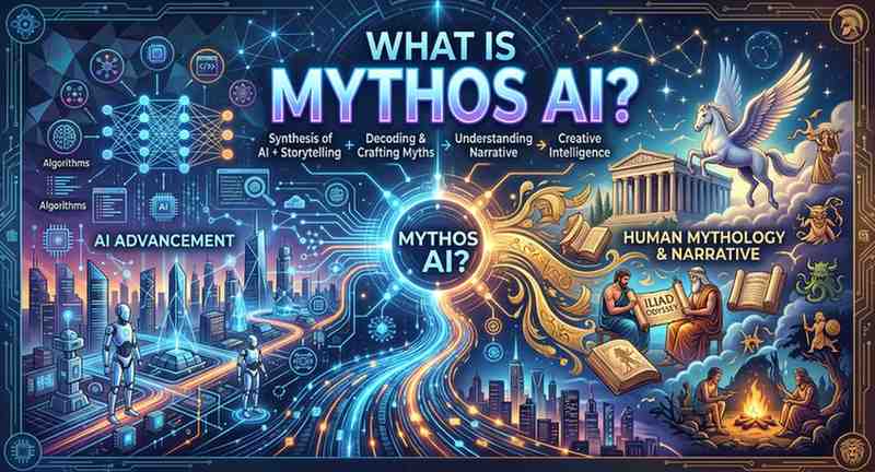 Mythos AI concept illustration showing global cybersecurity threats and digital networks