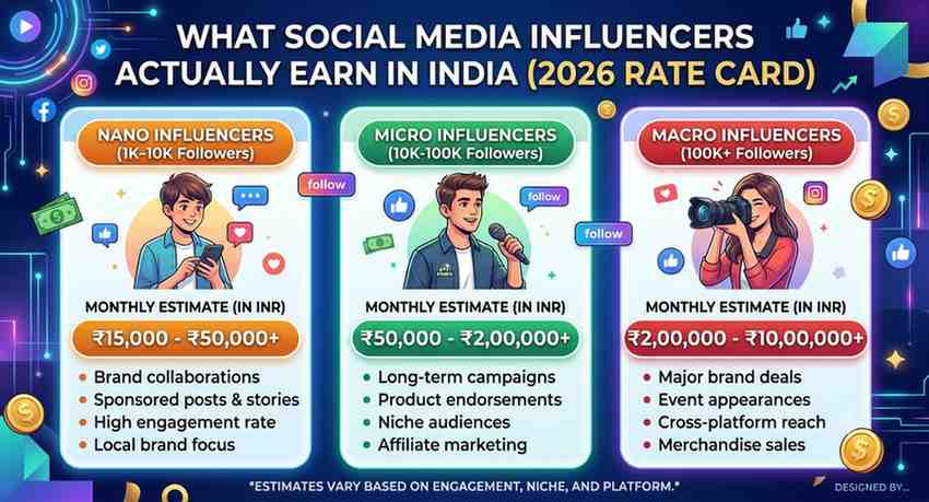 What Social Media Influencers Actually Earn in India (2026 Rate Card)